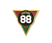 Vintage 88 badge with red, green, and gold colors on a white background