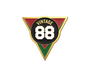 Vintage 88 badge with red, green, and gold colors on a white background